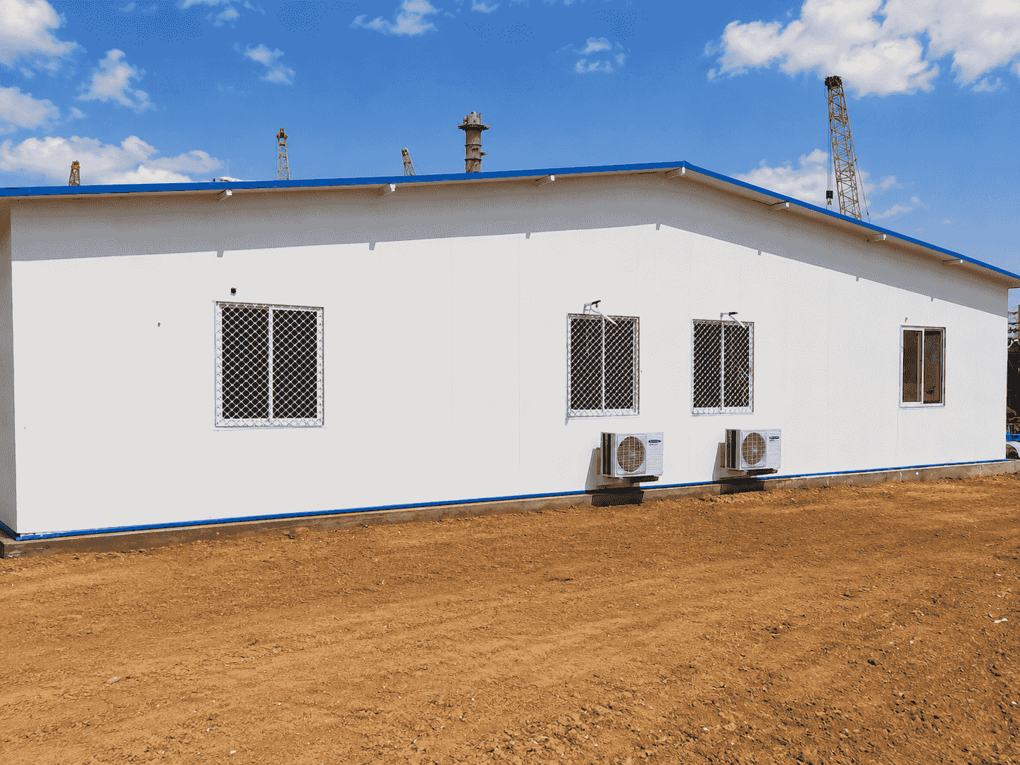 Prefab site office with insulated panels at a Delhi NCR construction site